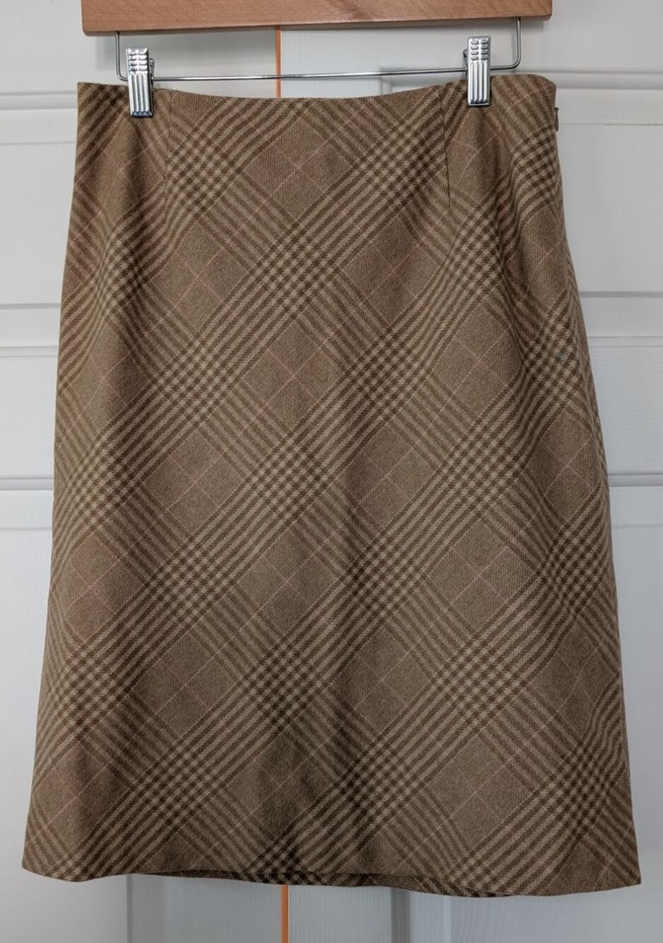 Ann Taylor Vintage Tan Plaid Wool Skirt
